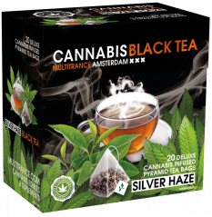 Črni čaj Cannabis Silver HaZe (škatla z 20 piramidnimi čajnimi vrečkami)