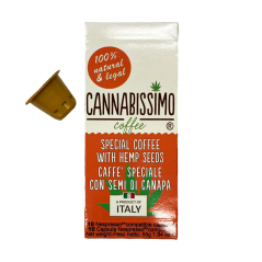 Cannabissimo - ყავა კანაფის მარცვლებით - ნესპრესოს კაფსულები, 10 ც.