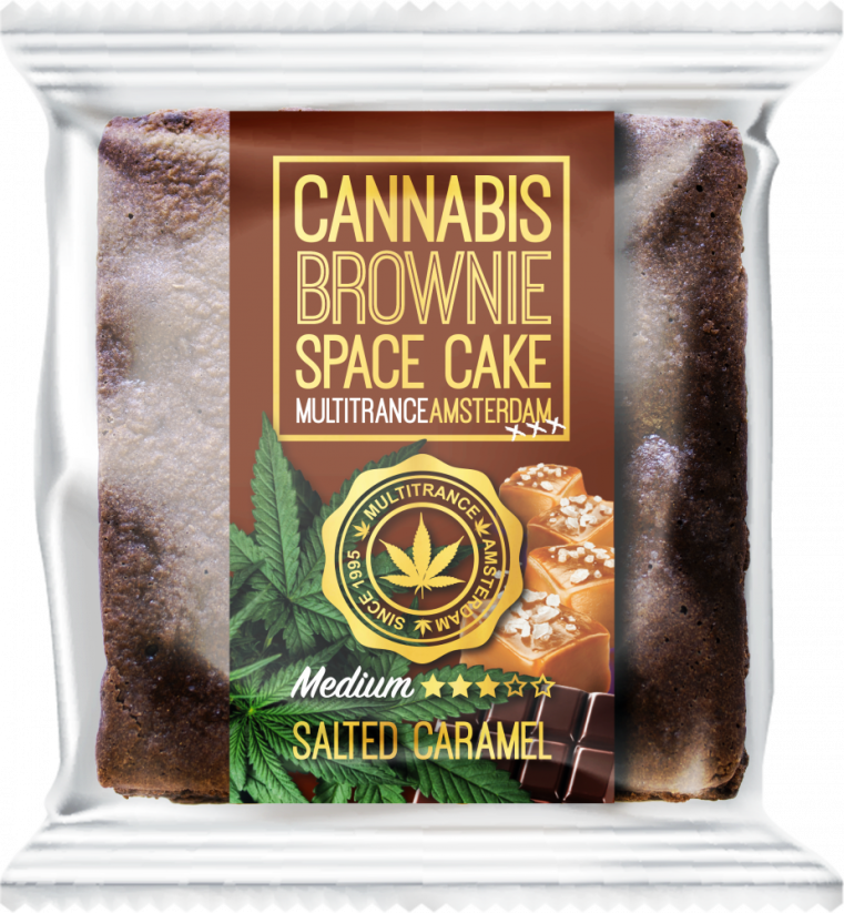 Brownie tal-Karamell Immellaħ tal-Cannabis (Togħma Sativa Medja) - Kartuna (24 pakkett)