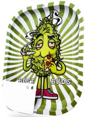 Best Buds ハングリーピザ小さな金属製ローリングトレイ、磁気グラインダーカード付き