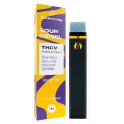 Canntropy THCV Vape Pen Sour Diesel, 20 % THCV, 60 % CBG, 20 % CBN, 1 мл