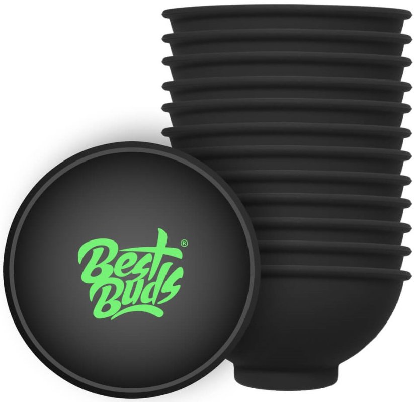 Best Buds Silikónová miska na miešanie 7 cm, čierna so zeleným logom