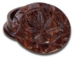 Rosewood Grinder Leaf carved, 2-piece, 35x21mm