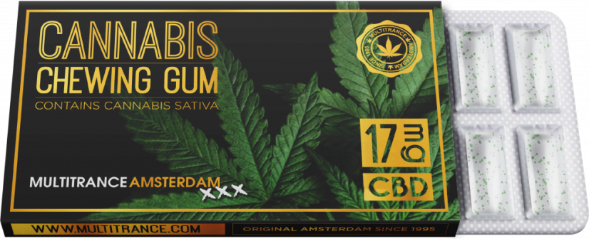 Cannabis Sativa närimiskumm (17 mg CBD), väljapanekus 24 karpi