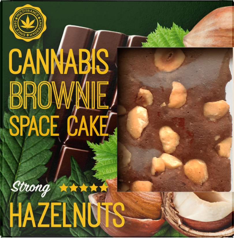 Cannabis Hasselnøtt Brownie Deluxe-pakning (sterk Sativa-smak) - Kartong (24 pakker)