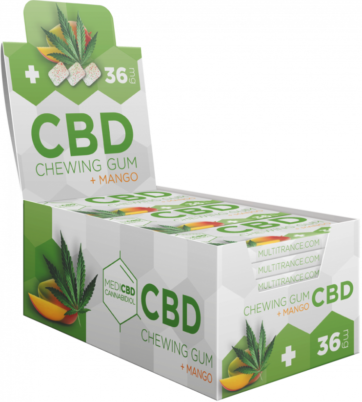 MediCBD Mango CBD Chewing Gum (36 mg CBD), 24 boxes in display