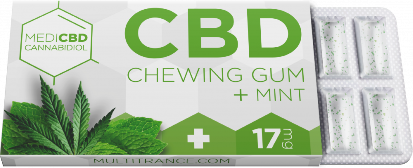Жувальна гумка MediCBD Mint CBD (17 мг CBD), 24 коробки на вітрині