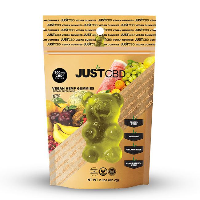 JustCBD bonbons végétaliens Mixte Fruits 300 mg CBD