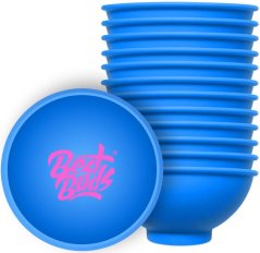 Best Buds Silikon blandeskål 7 cm, blå med rosa logo