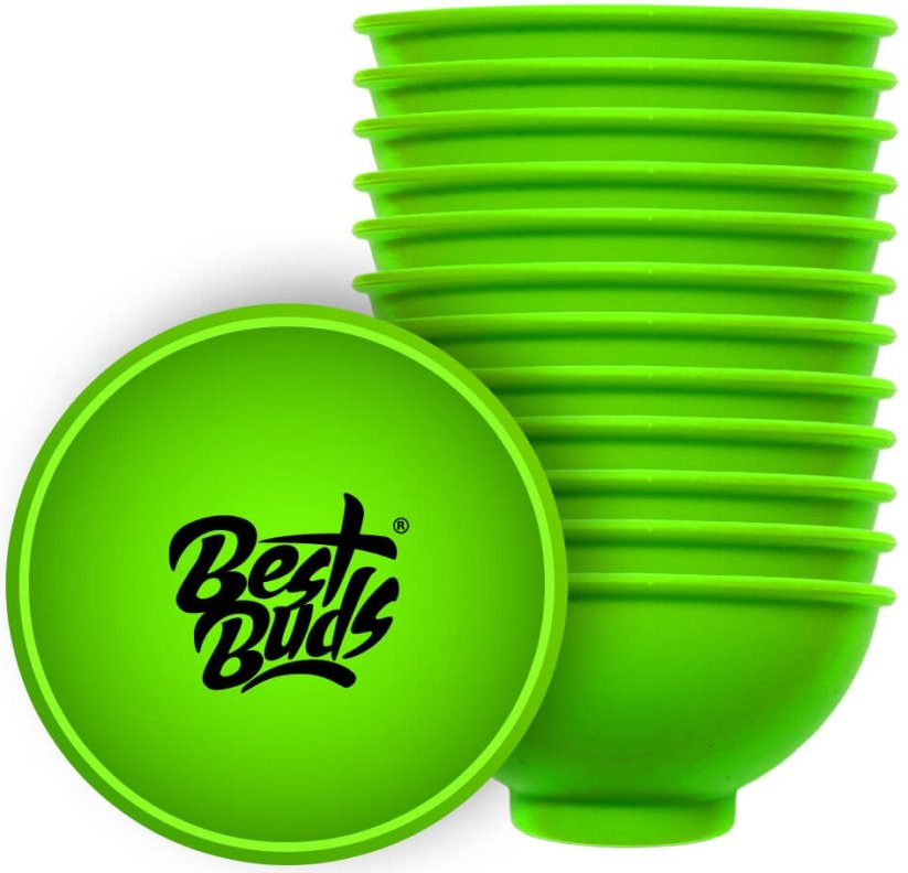 Best Buds Cuenco de silicona para mezclar 7 cm, verde con logo negro