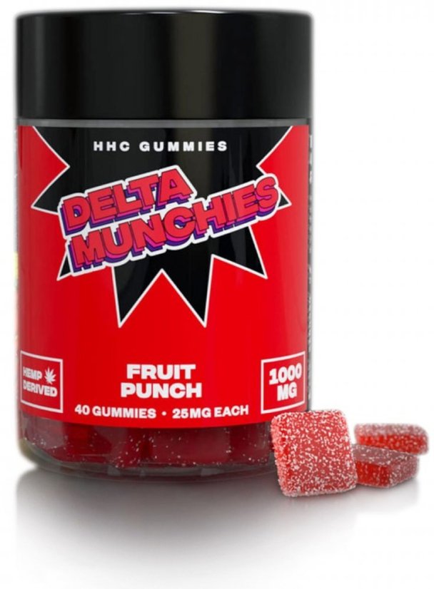 Delta Munchies Frukt Punch HHC Gummies, 1000 mg, 40 stk