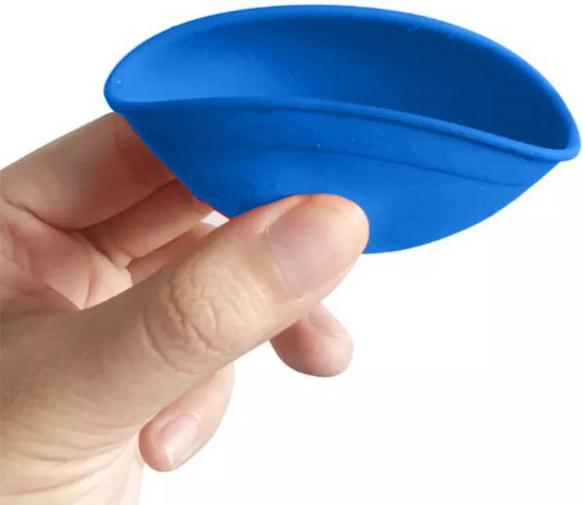 Best Buds Silikon-Rührschüssel 7 cm, Blau mit rosa Logo