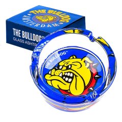 Cendrier en verre bleu original Bulldog