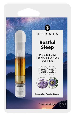 Hemnia Cartridge Restful Sleep – 40 % CBD, 60 % CBN, levandule, mučenka, 1 ml