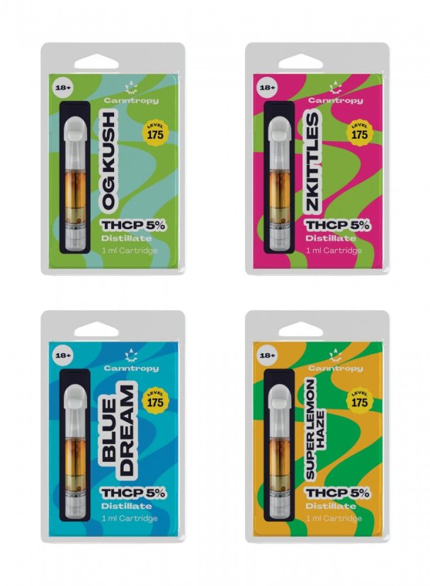 Canntropy Супер силни THCP касети, всичко в един комплект - 4 вкуса x 1 ml