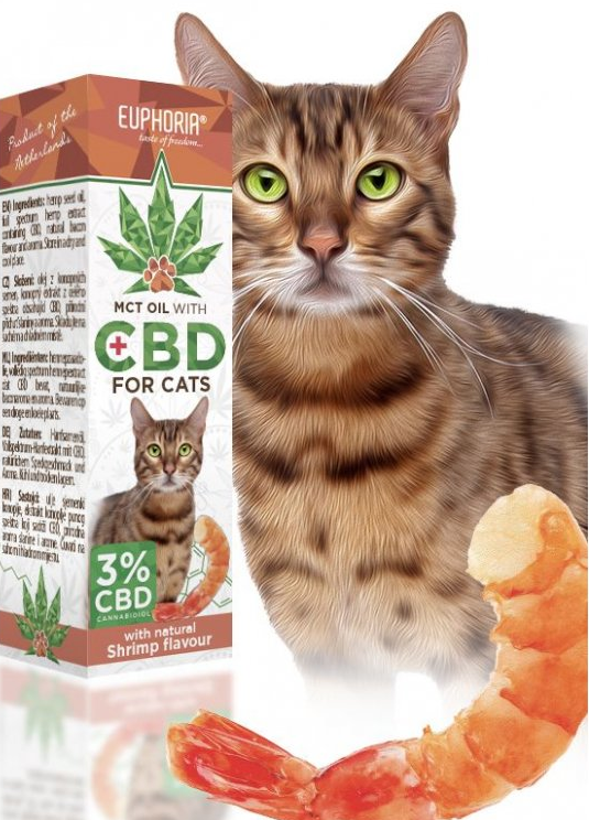 Euphoria 猫用 CBD オイル 3%、300mg、10 ml - エビ風味