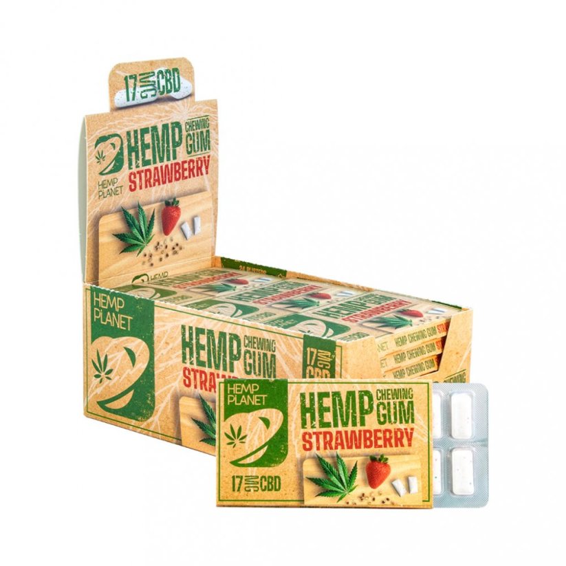 Hemp Planet konopné žvýkačky s jahodovou příchutí, 17 mg CBD, 17g