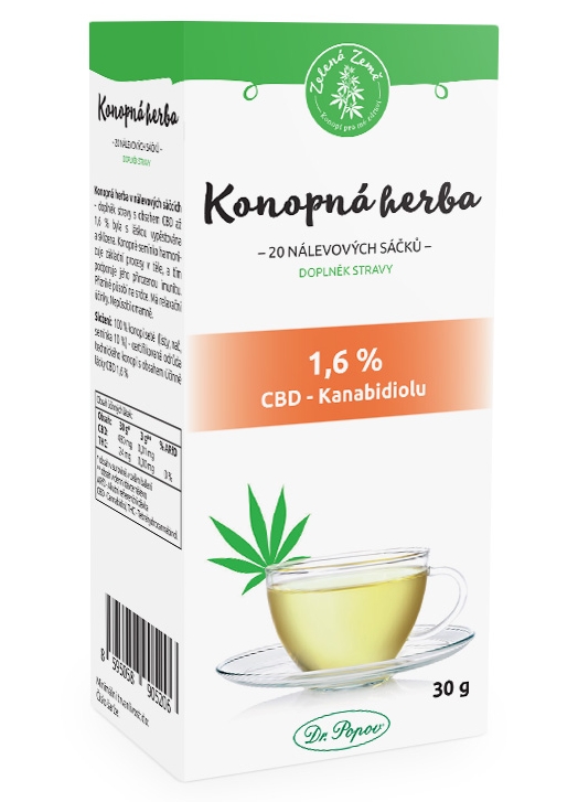 Zelena Zeme CBD Конопляний чай порційний 30 г, 1,6 % CBD