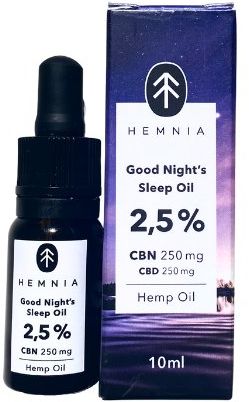 Hemnia Good Night's Sleep Huile de chanvre 2,5 %, 250 mg CBN, 250 mg CBD, 10 ml