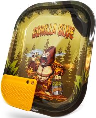 Best Buds Gorilla Glue Small Metal Rolling Tray with Magnetic Grinder Card