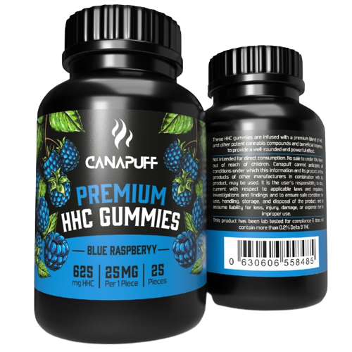 CanaPuff HHC kummikud sinine vaarikas, 20 tk x 25 mg, 500 mg, 70 g