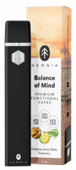 Hemnia Prämie funktioneller Vape Pen Balance of Mind - 40 % CBD, 40 % CBG, 20 % CBN, Ginseng, Zitronenmelisse, Rosmarin, (1 ml)