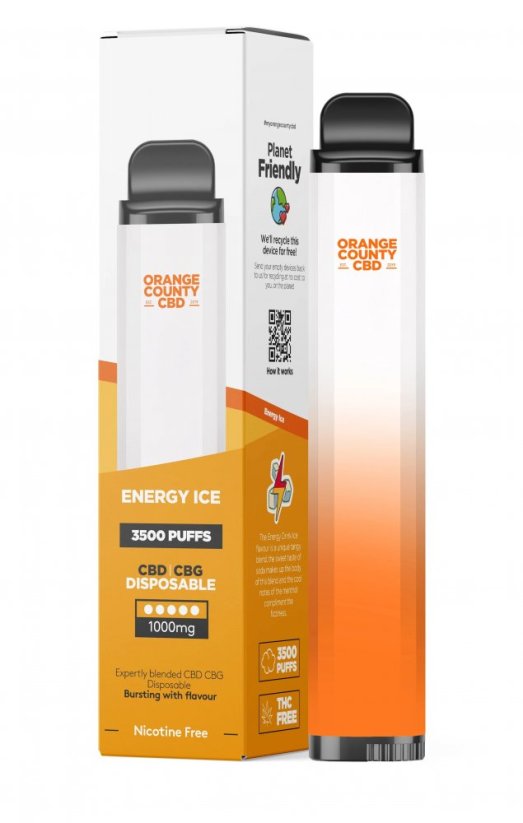 Orange County CBD Vape-pen Energie Ice 3500 bladerdeeg, 600 mg CBD, 400 mg CBG, 10 ml