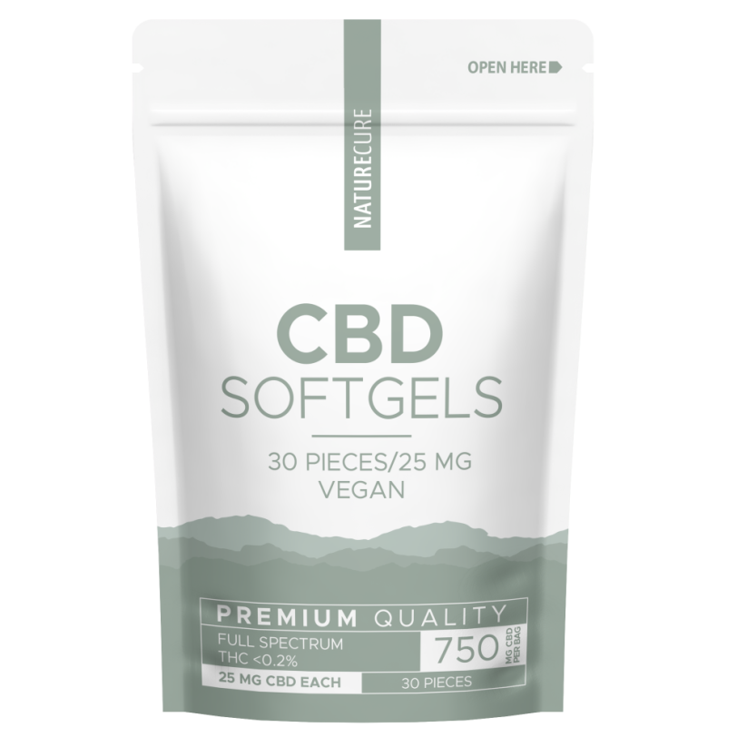 Nature Cure CBD soft gels - 750 mg CBD, 30 stk. x 25 mg