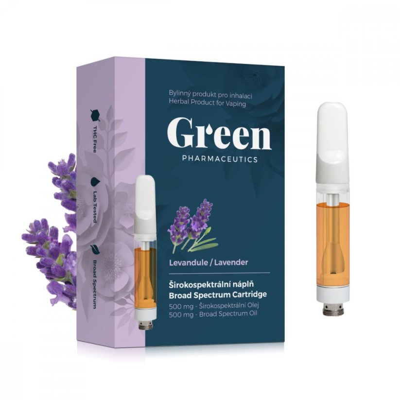 Green Pharmaceutics plaša spektra inhalatora uzpilde - lavanda, 500 mg CBD