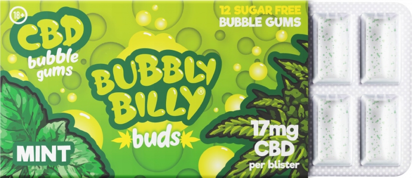 Bubbly Billy Buds Mint tyggegummi med smag (17 mg CBD)