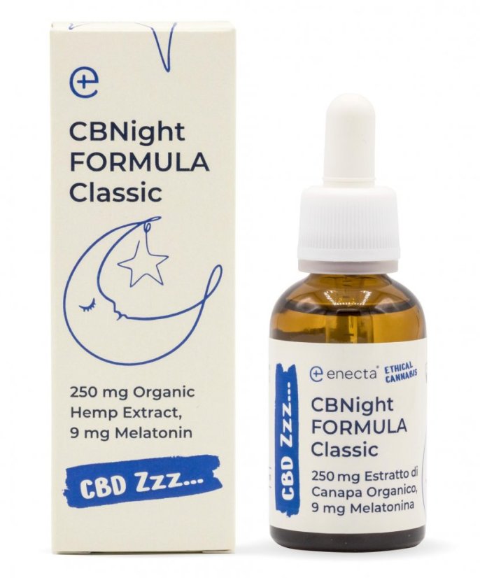 Enecta CBNight Formula メラトニン入りクラシックヘンプオイル、750 mg オーガニックヘンプエキス、90 ml