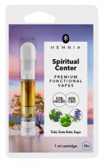 Hemnia Spiritual Center - Cartridge, 50 % H4CBD, 45 % CBD, bazalka posvátná (tulsi), gotu kola, šalvěj, 1 ml