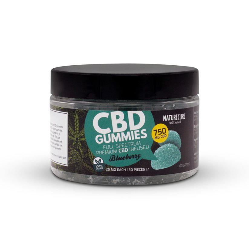 Nature Cure CBD Gominolas de Arándano - 750 mg CBD, 30 uds, 99 g