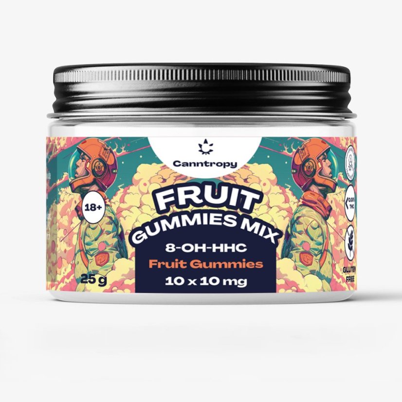 Canntropy 8-OH-HHC Fruit Gummies Mix, 10 ც. x 10 მგ, 100 მგ 8-OH-HHC, 25 გ