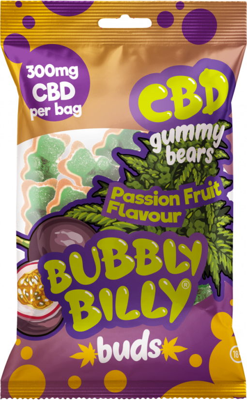 Bubbly Billy CBD gumijasti medvedki Buds z okusom pasijonke (300 mg)