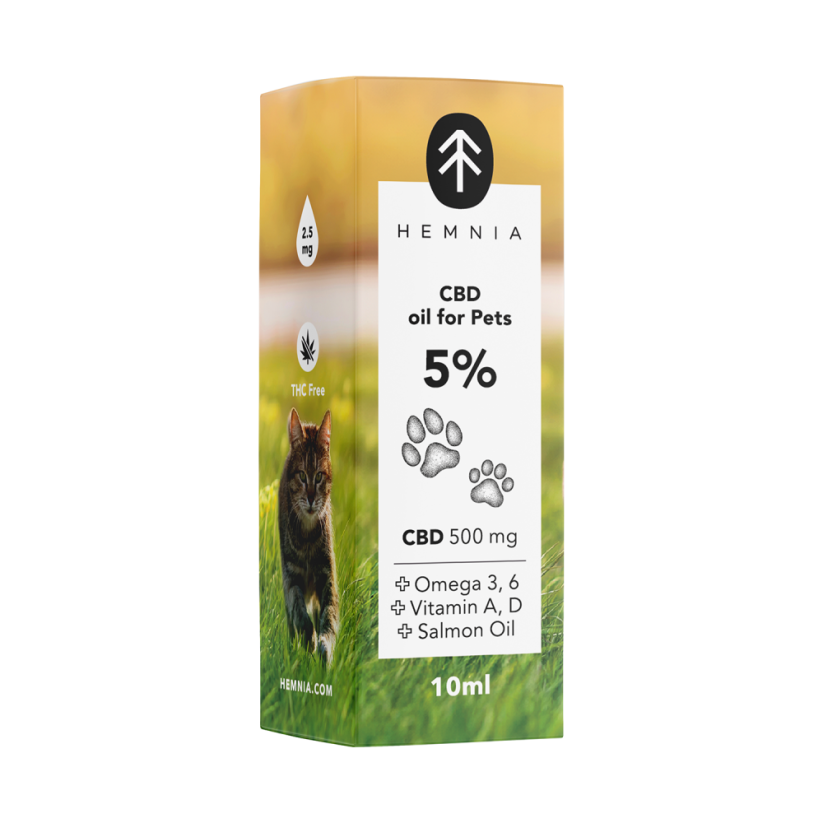 Hemnia CBD în ulei de somon pentru animale - 5% CBD, 500 mg, 10 ml