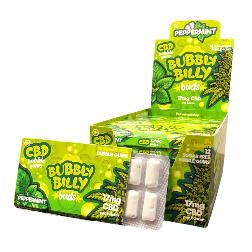 Cannabis Bubbly Billy Hortelã-pimenta Chiclete sem THC, 17mg CDB