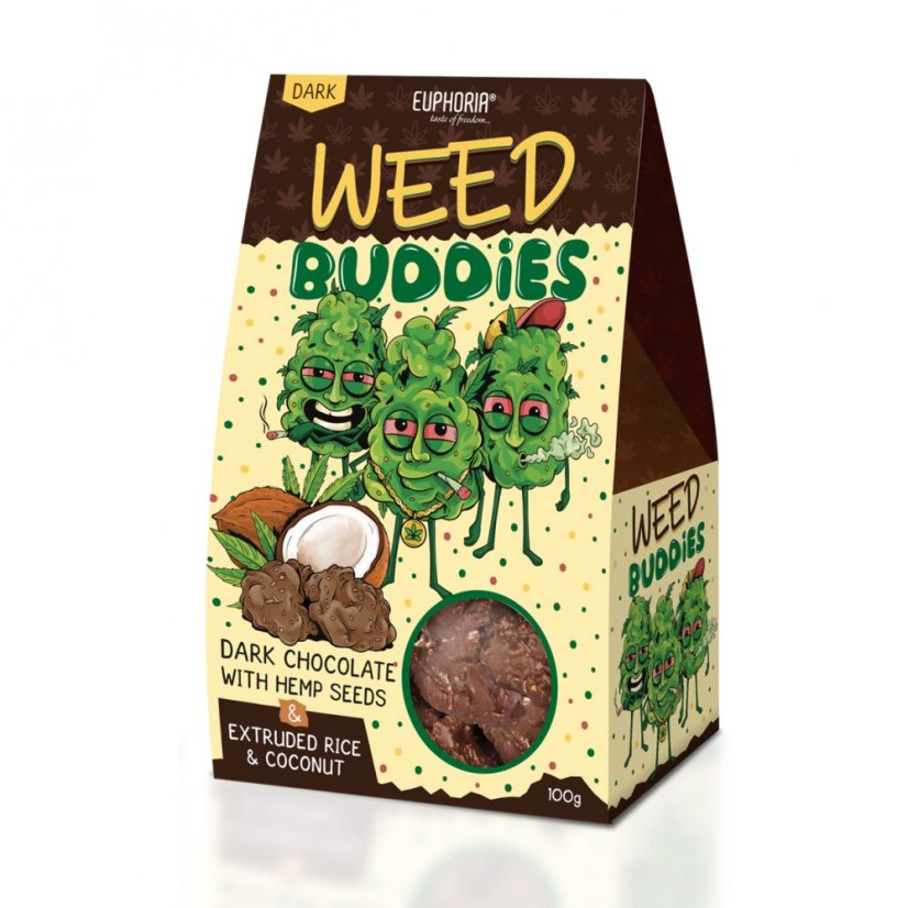Euphoria Weed Buddies piškoti z temna čokolada, 100 g
