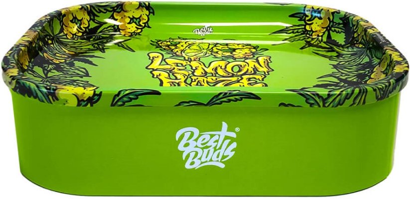 Best Buds Plateau à rouler en boîte fine avec rangement, Lemon Haze