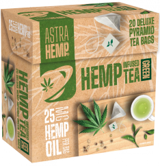 Astra Hemp Green Tea 25 mg Olio di canapa (scatola da 20 bustine di tè piramidali)