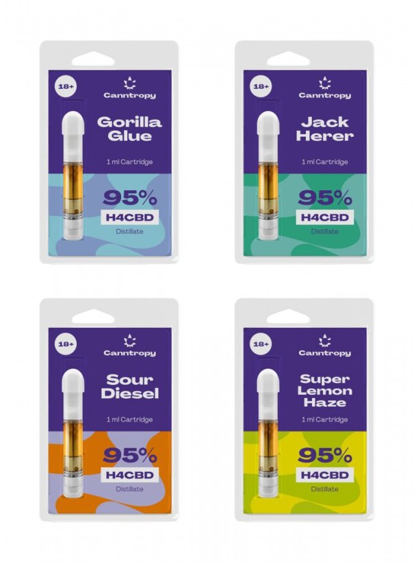 Canntropy H4CBD Cartridge Bündel, 95% H4CBD, All in One Set - 4 Geschmacksrichtungen x 1 ml