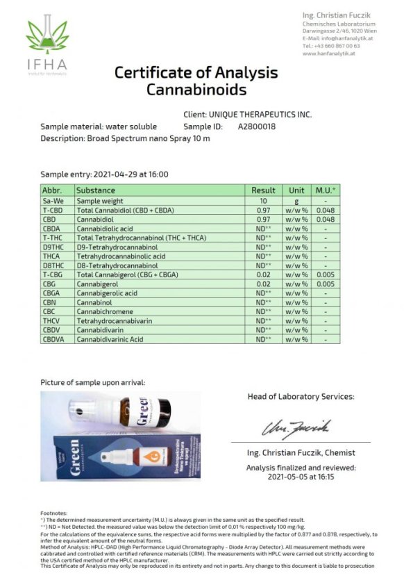 Green Pharmaceutics Širokospektrální Nano sprej, 10 %, 100 mg CBD, 10 ml