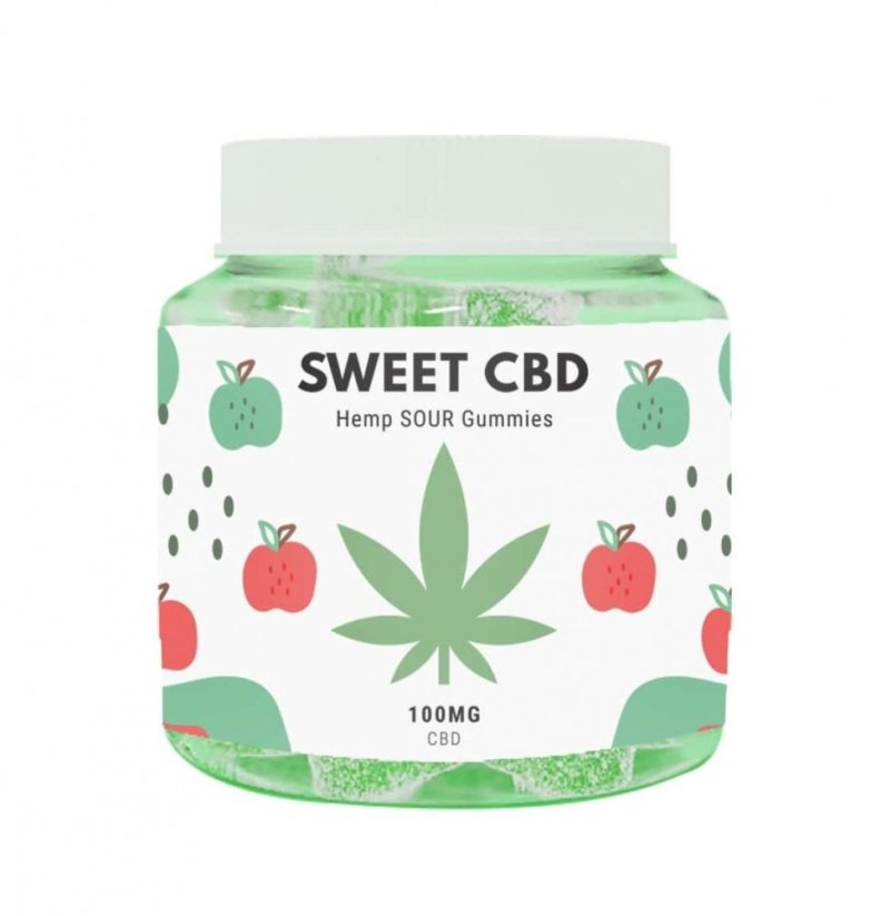Sweet CBD Gummies 'Sour Apple' 100 mg CBD, 20 pcs x 5 mg, 60 g
