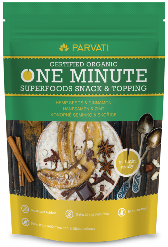 Parvati One Minute Snack & Topping – Hampfrø & Kanel 300 g