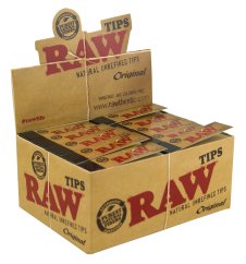 RAW Alkuperäiset valkaisemattomat Tips-suodattimet - 50 kpl sisään laatikko