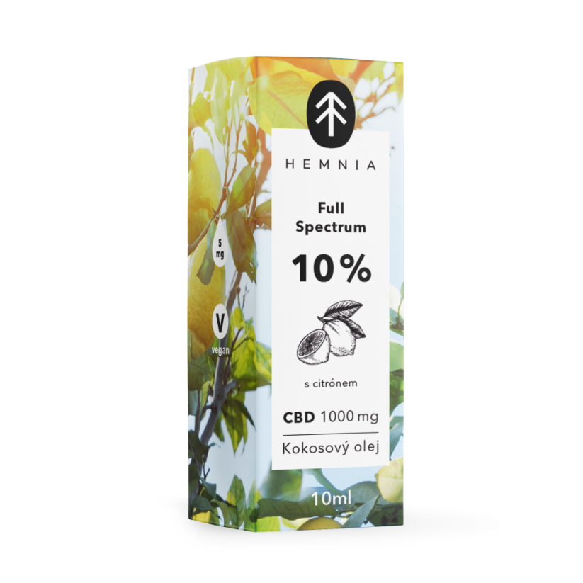 Hemnia Vollspektrum CBD MCT Kokosnussöl 10%, 1000 mg, (10 ml), Zitronengeschmack