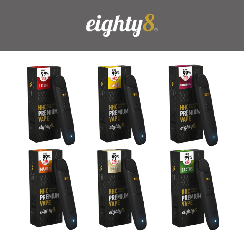 Eighty8 HHC Vapes, 99% HHC, All in One Set, 6 smaków x 0,5 ml