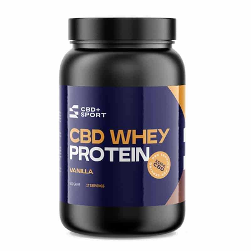 CBD+ sportowe białko serwatkowe CBD - Wanilia, 255 mg, 17 X 15 MG, 500 G