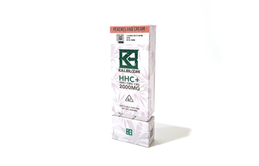 Kalibloom HHC Vape Pen Persiki un krēms 90 %, 2000 mg HHC, 2 ml