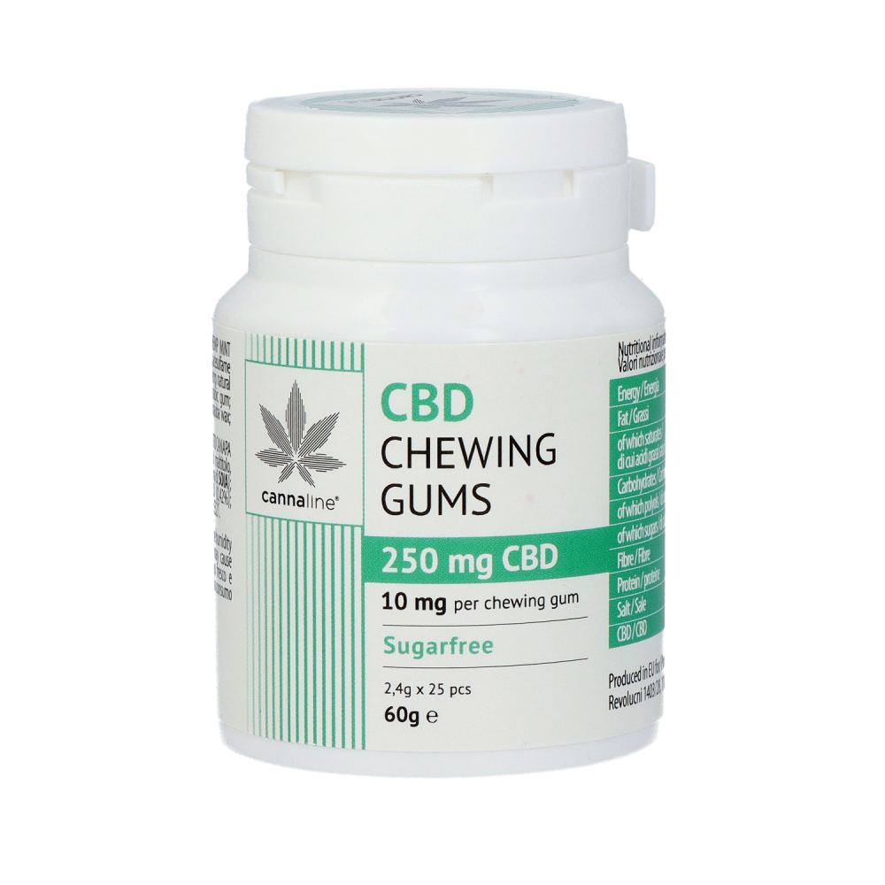 Cannaline CBD チューインガム、250mg、25 個 x 10mg